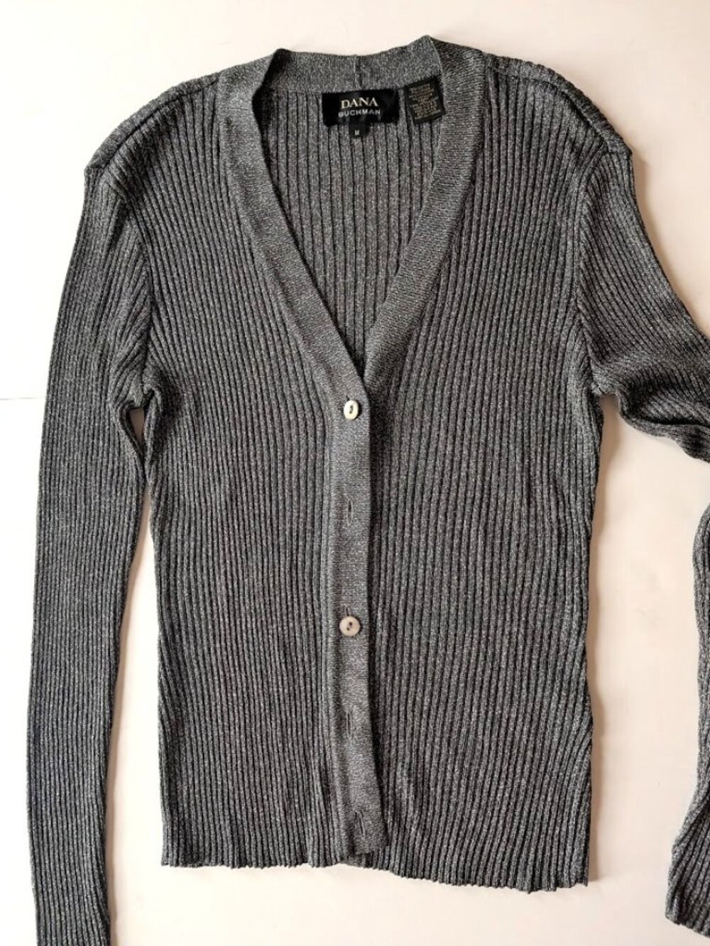 Dana Buchman metallic charcoal cardigan